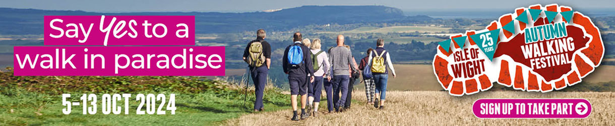 Group walking in the countryside on the Isle of Wight